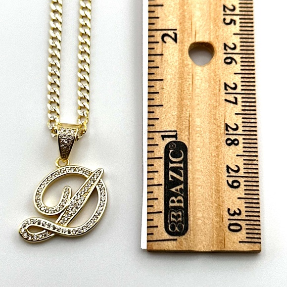 18K Gold Plated over 925 Solid Sterling Silver "D" Letter Necklace - Picture 3 of 8